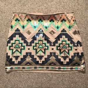 EXPRESS Aztec Sequin Mini Skirt